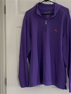 Tommy Bahama Purple Quarter-Zip Pullover with a red Markin sz XL